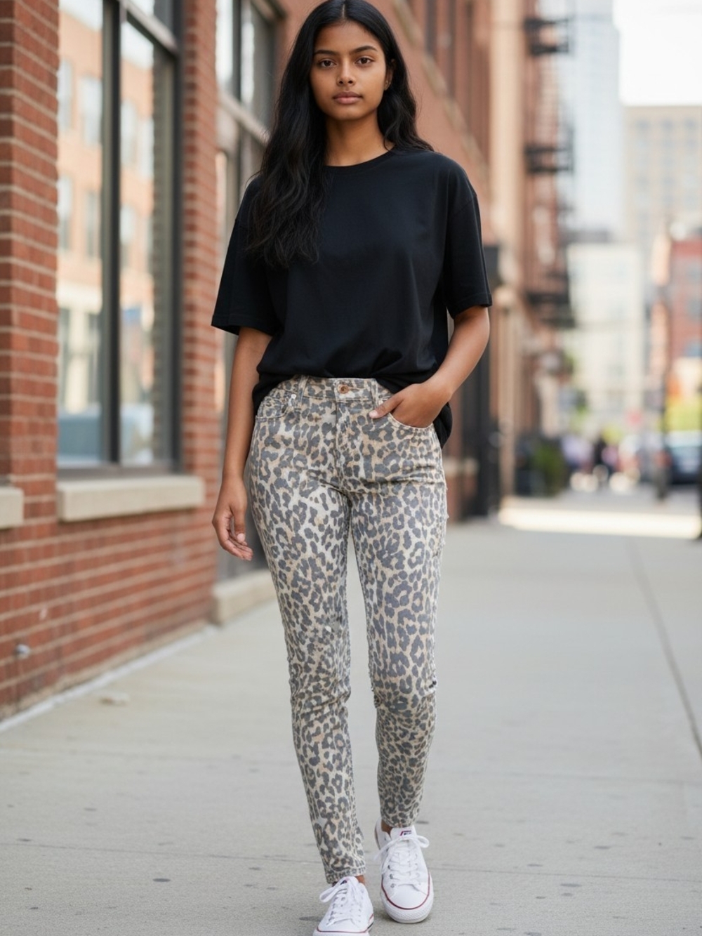 Joe’s Jeans Leopard Print Ankle Skinny Jeans Gray Tan Animal Print High Rise